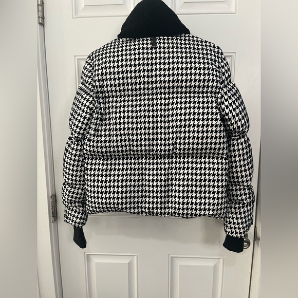 Mackage Black & White Sherpa Collar Houndstooth Puffer Warm Down Jacket XS - Picture 3 of 12